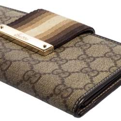Gucci Beige GG Supreme Canvas Vintage Web Continental Wallet