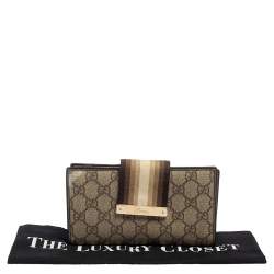 Gucci Beige GG Supreme Canvas Vintage Web Continental Wallet