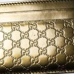 مملوكة مسبقًا Gucci Green Glossy Microguccissima Leather Card Holder