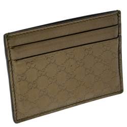مملوكة مسبقًا Gucci Green Glossy Microguccissima Leather Card Holder
