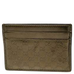 مملوكة مسبقًا Gucci Green Glossy Microguccissima Leather Card Holder