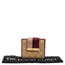 Pre Owned Gucci Multicolor GG Canvas and Leather Web Flap French Wallet