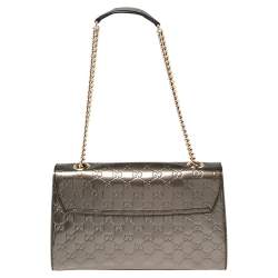 مملوكة مسبقًا Gucci Metallic Guccissima Patent Leather Medium Emily Chain Shoulder Bag