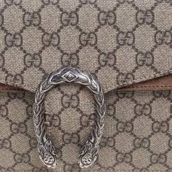 Pre Owned Gucci Beige GG Supreme Canvas and Suede Small Dionysus Shoulder Bag