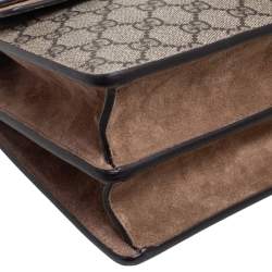 Pre Owned Gucci Beige GG Supreme Canvas and Suede Small Dionysus Shoulder Bag