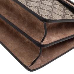 Pre Owned Gucci Beige GG Supreme Canvas and Suede Small Dionysus Shoulder Bag