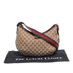 Pre Owned Gucci Beige/Brown GG Canvas Medium Web Messenger Bag