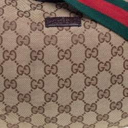 Pre Owned Gucci Beige/Brown GG Canvas Medium Web Messenger Bag