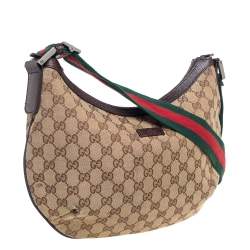 Pre Owned Gucci Beige/Brown GG Canvas Medium Web Messenger Bag