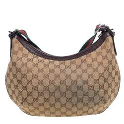 Pre Owned Gucci Beige/Brown GG Canvas Medium Web Messenger Bag