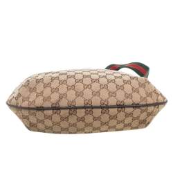 Pre Owned Gucci Beige/Brown GG Canvas Medium Web Messenger Bag