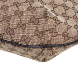 Pre Owned Gucci Beige/Brown GG Canvas Medium Web Messenger Bag