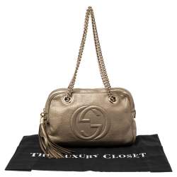 Gucci Metallic Gold Leather Medium Soho Chain Shoulder Bag