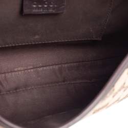 Pre Owned حقيبة كتف غوتشي جلد وكانفاس GG بيج / بني بإبزيم G  