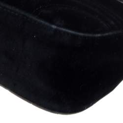 Pre Owned Gucci Black Matelassé Velvet Small GG Marmont Shoulder Bag