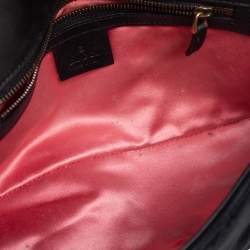 Pre Owned Gucci Black Matelassé Velvet Small GG Marmont Shoulder Bag