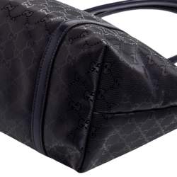 Pre Owned Gucci Metallic Blue GG Imprime Canvas and Leather Medium Joy Shopping Tote