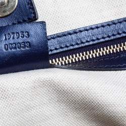 Pre Owned Gucci Metallic Blue GG Imprime Canvas and Leather Medium Joy Shopping Tote