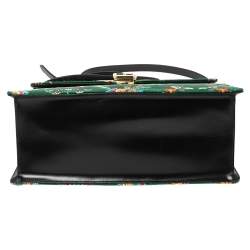 Pre Owned حقيبة غوتشي سيلفي جاكار مطرزة بالزهور أخضر متوسطة بيد علوية