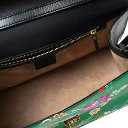 Pre Owned حقيبة غوتشي سيلفي جاكار مطرزة بالزهور أخضر متوسطة بيد علوية