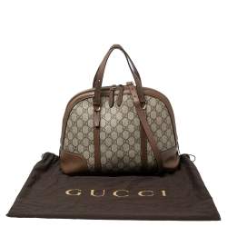 Pre Owned حقيبة ساتشل غوتشي نايس دوم جلد وكانفاس سوبريم جي جي بيج/بني