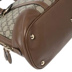 Pre Owned حقيبة ساتشل غوتشي نايس دوم جلد وكانفاس سوبريم جي جي بيج/بني
