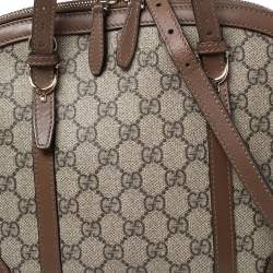 Pre Owned حقيبة ساتشل غوتشي نايس دوم جلد وكانفاس سوبريم جي جي بيج/بني