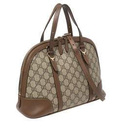 Pre Owned حقيبة ساتشل غوتشي نايس دوم جلد وكانفاس سوبريم جي جي بيج/بني