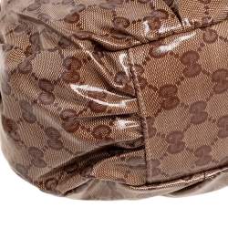 Pre Owned Gucci Beige/Ebony GG Crystal Coated Canvas Hobo