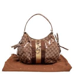 Pre Owned Gucci Beige/Ebony GG Crystal Coated Canvas Hobo