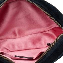 Pre Owned Gucci Black Matelassé Velvet GG Marmont Belt Bag