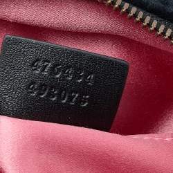 Pre Owned Gucci Black Matelassé Velvet GG Marmont Belt Bag