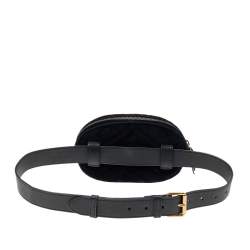 Pre Owned Gucci Black Matelassé Velvet GG Marmont Belt Bag