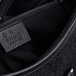 Pre Owned Gucci Navy Blue/Black GG Canvas And Leather Medium Abbey D-Ring Hobo