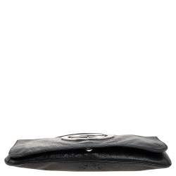 Pre Owned حقيبة غوتشي بلوندي جلد أسود بقلاب ويد علوية