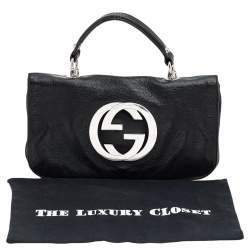 Pre Owned حقيبة غوتشي بلوندي جلد أسود بقلاب ويد علوية