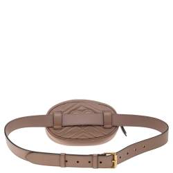 Pre Owned Gucci Beige Matelasse Leather GG Marmont Belt Bag 