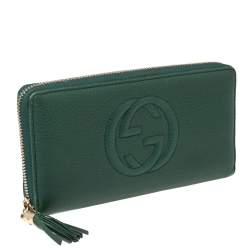مملوكة مسبقًا محفظة غوتشي سحاب محيط زوهو جلد أخضر