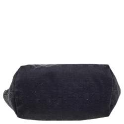 مملوكة مسبقًا حقيبة يد توتس غوتشي جلد لامع وكانفاس GG أسود