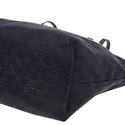 مملوكة مسبقًا حقيبة يد توتس غوتشي جلد لامع وكانفاس GG أسود