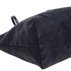 مملوكة مسبقًا حقيبة يد توتس غوتشي جلد لامع  وكانفاس GG أسود