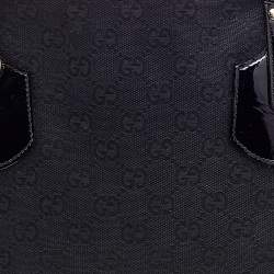 مملوكة مسبقًا حقيبة يد توتس غوتشي جلد لامع وكانفاس GG أسود