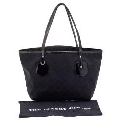 مملوكة مسبقًا حقيبة يد توتس غوتشي جلد لامع وكانفاس GG أسود