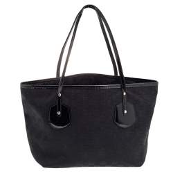 مملوكة مسبقًا حقيبة يد توتس غوتشي جلد لامع وكانفاس GG أسود