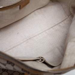 Pre Owned Gucci Beige/Gold GG Canvas and Leather Lovely Heart Tote