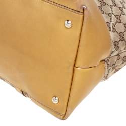 Pre Owned Gucci Beige/Gold GG Canvas and Leather Lovely Heart Tote