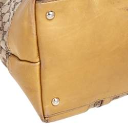 Pre Owned Gucci Beige/Gold GG Canvas and Leather Lovely Heart Tote