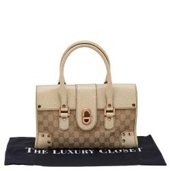 Pre Owned Gucci Beige/Cream GG Canvas And Leather Turnlock Shoulder Bag