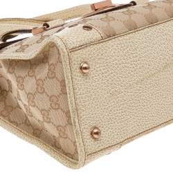 Pre Owned Gucci Beige/Cream GG Canvas And Leather Turnlock Shoulder Bag
