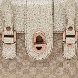 Pre Owned Gucci Beige/Cream GG Canvas And Leather Turnlock Shoulder Bag